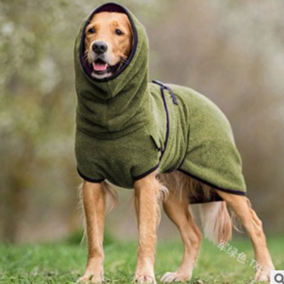 Manteau chien vert hiver - tissu souple et chaud