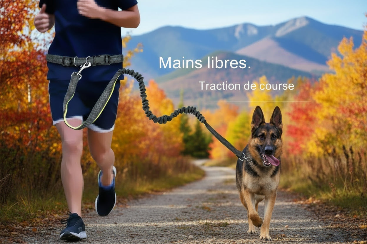 « Ceinture ajustable pour chien - Détails du système d’attache et mousquetons robustes »