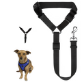 « Ceinture de sécurité auto pour chien 2-en-1 - Vue principale montrant la laisse ajustable en nylon »